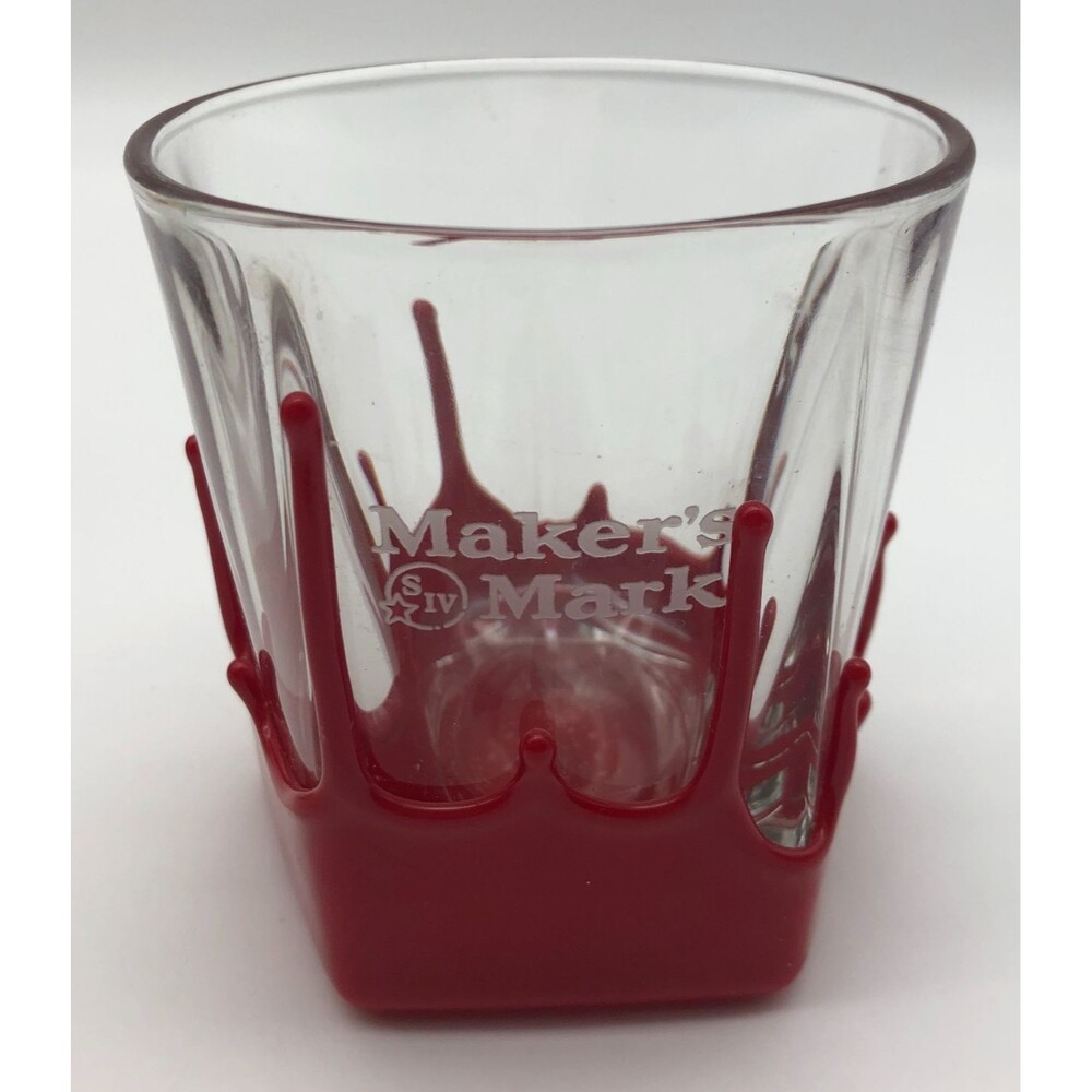 Makers Mark Bourbon Whiskey Tumbler Glass Hexagon Red Wax Drip KY